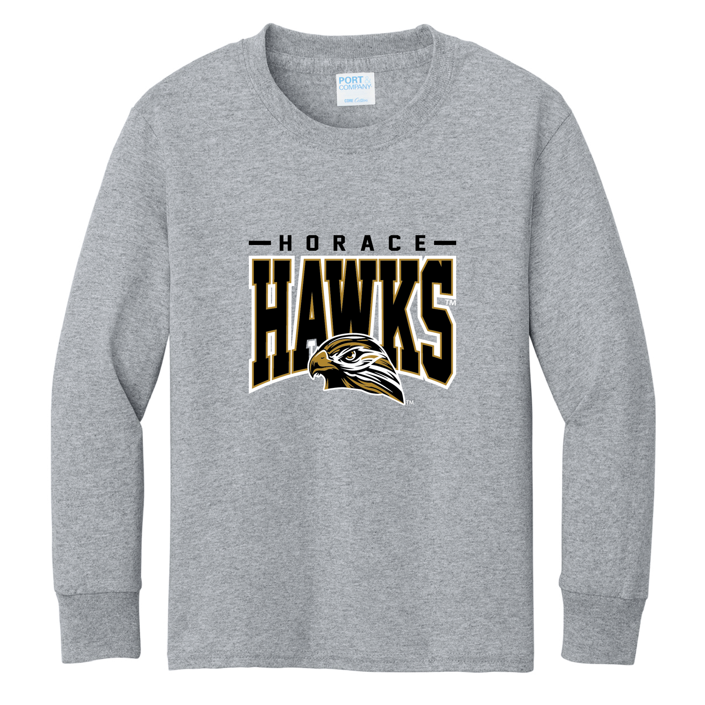 Hawks Port & Co™ Youth Long Sleeve Core Cotton Tee (PC54YLS)