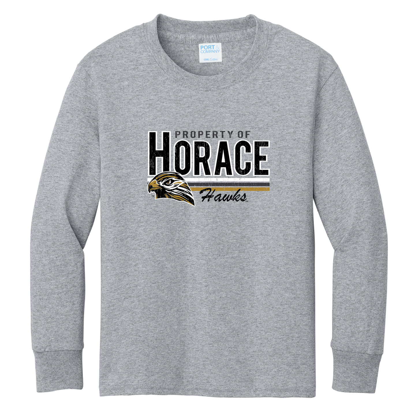 Hawks Port & Co™ Youth Long Sleeve Core Cotton Tee (PC54YLS)