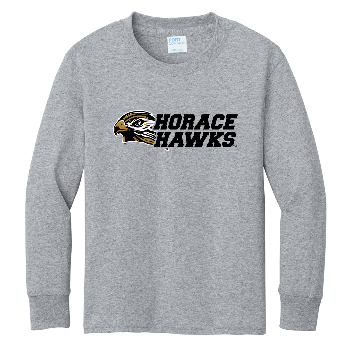 Hawks Port & Co™ Youth Long Sleeve Core Cotton Tee (PC54YLS)