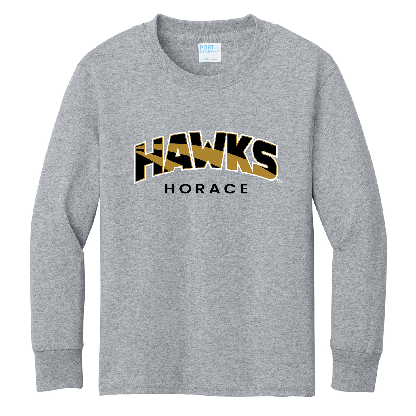 Hawks Port & Co™ Youth Long Sleeve Core Cotton Tee (PC54YLS)