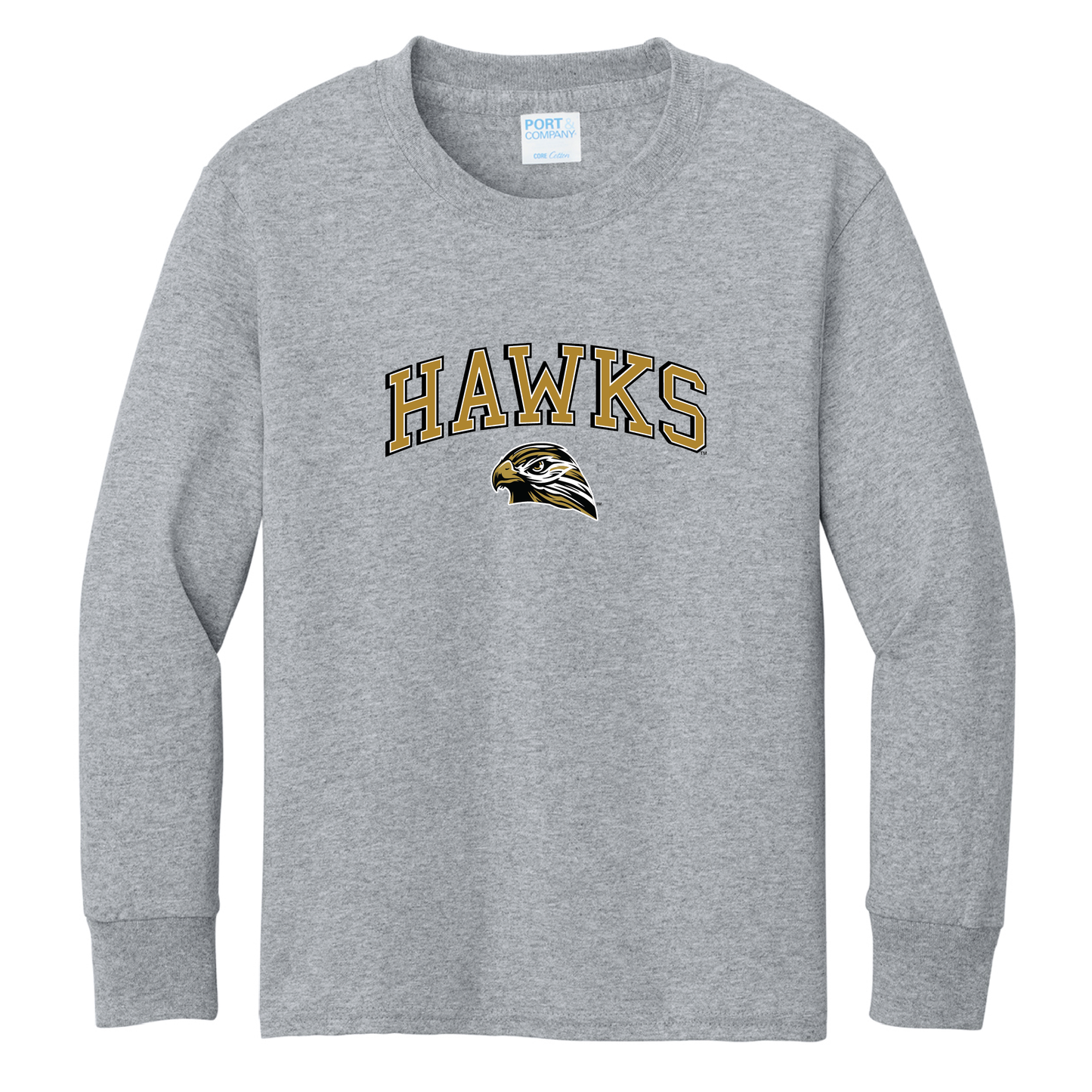 Hawks Port & Co™ Youth Long Sleeve Core Cotton Tee (PC54YLS)