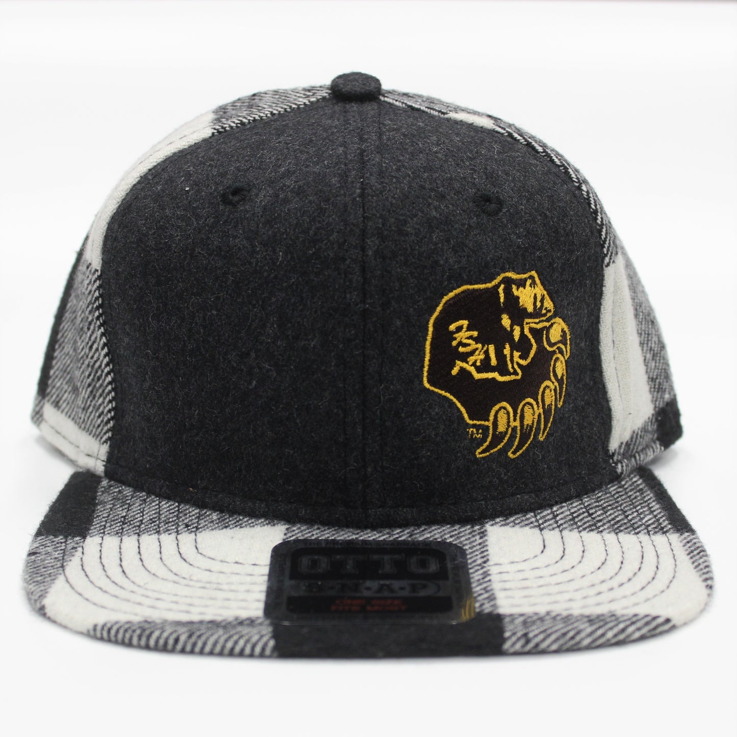 Bruins Blk/Wht Wool Plaid Snapback