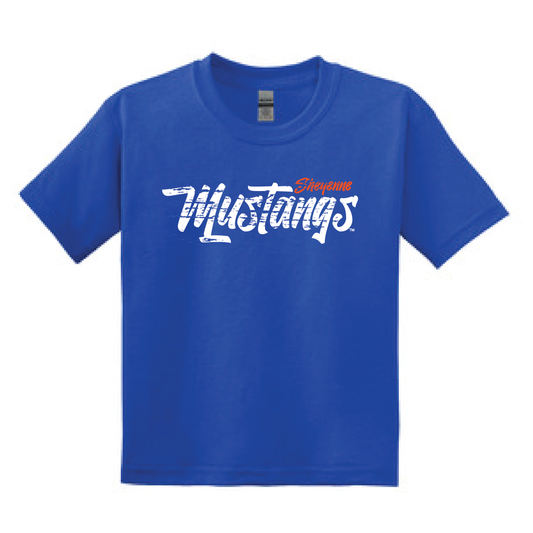 Mustang Blue Distressed Gildan SS Tee