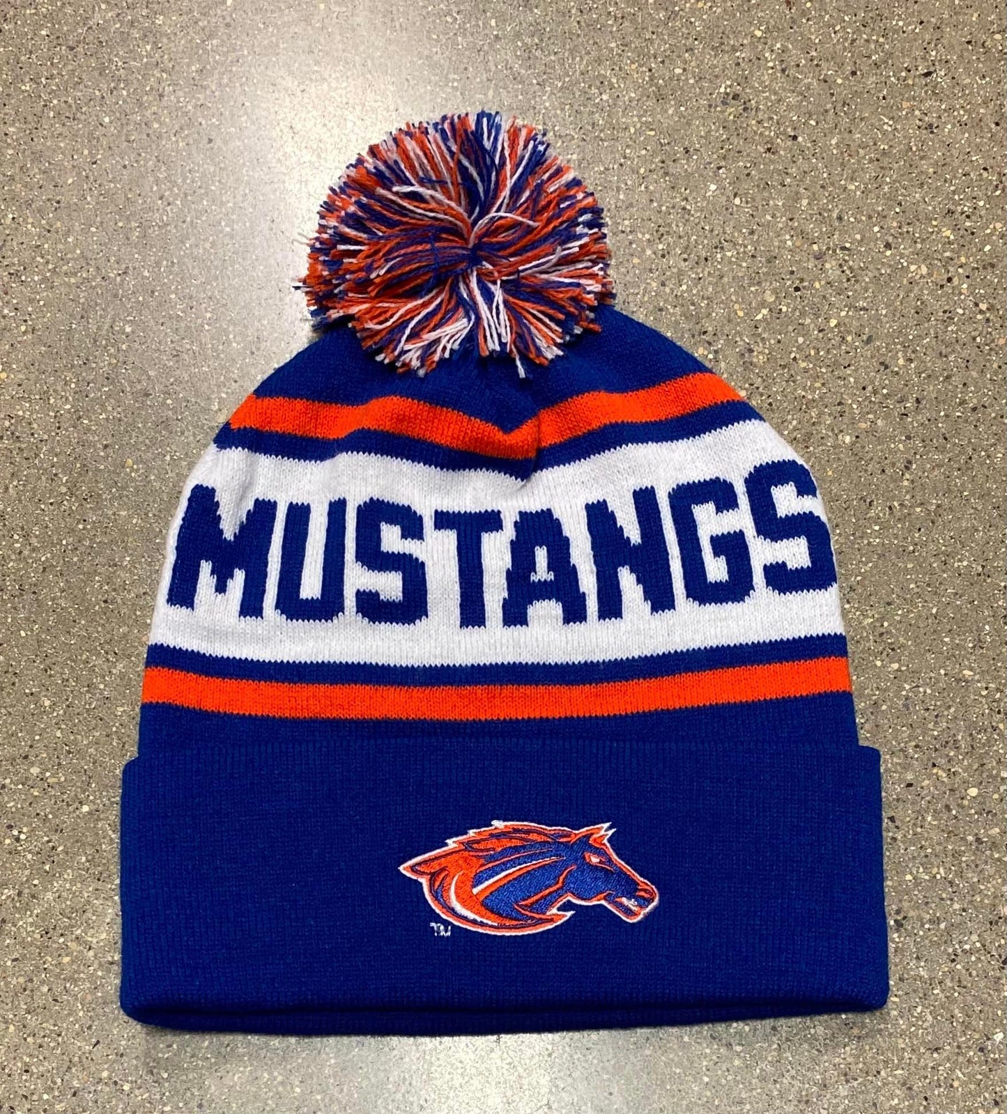 Mustang Knit Pom Beanie Blu/Org/Wht