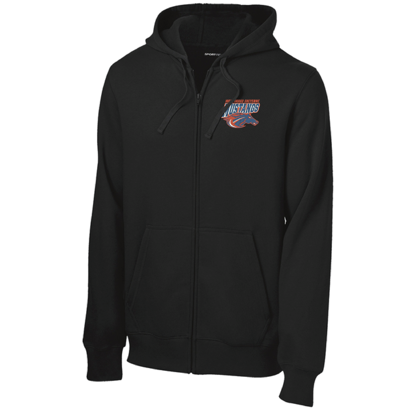 Mustangs Black Sport-Tek® Full-Zip Hooded Sweatshirt (ST258)