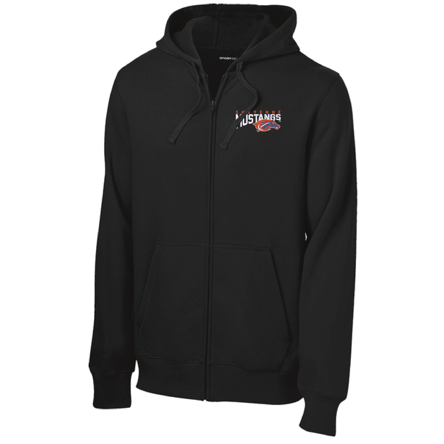 Mustangs Black Sport-Tek® Full-Zip Hooded Sweatshirt (ST258)