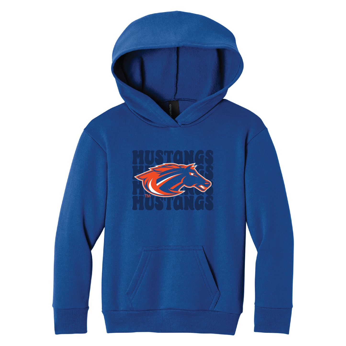 Mustangs Port & Co™ Youth Pullover Hooded Sweatshirt (PC68YH)