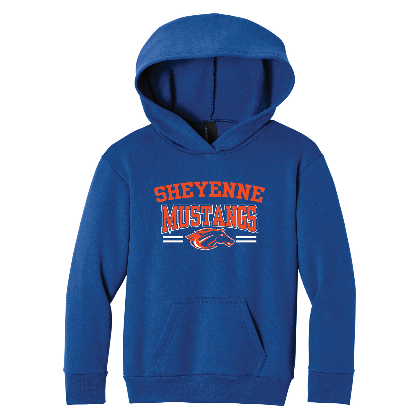 Mustangs Port & Co™ Youth Pullover Hooded Sweatshirt (PC68YH)