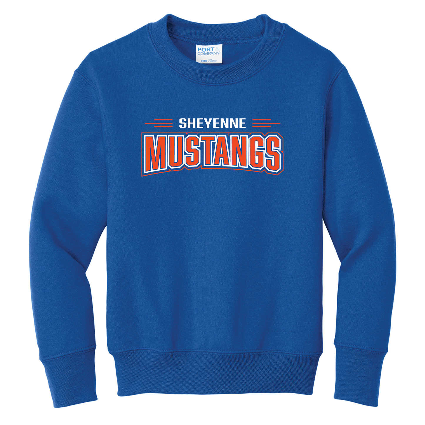 Mustangs Port & Co™ Youth Core Fleece Crewneck Sweatshirt (PC78Y)