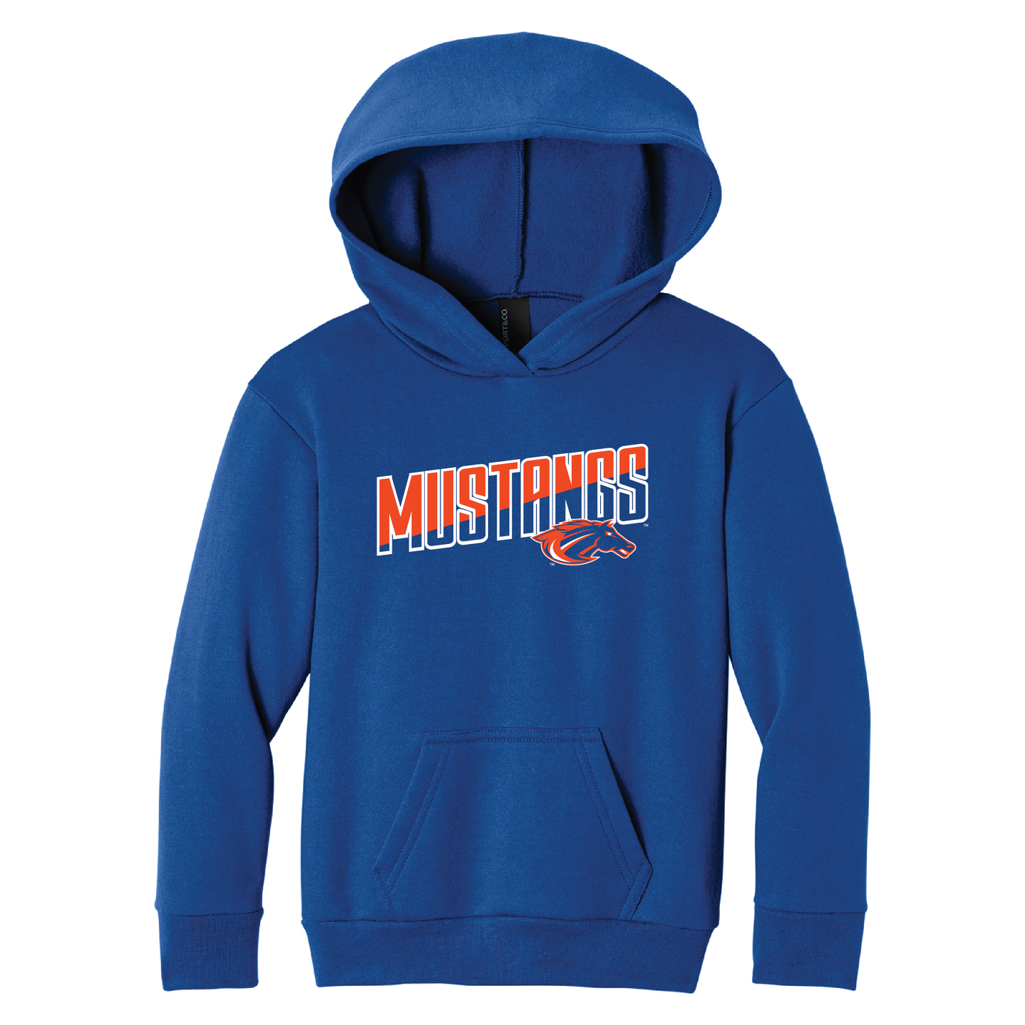 Mustangs Port & Co™ Youth Pullover Hooded Sweatshirt (PC68YH)
