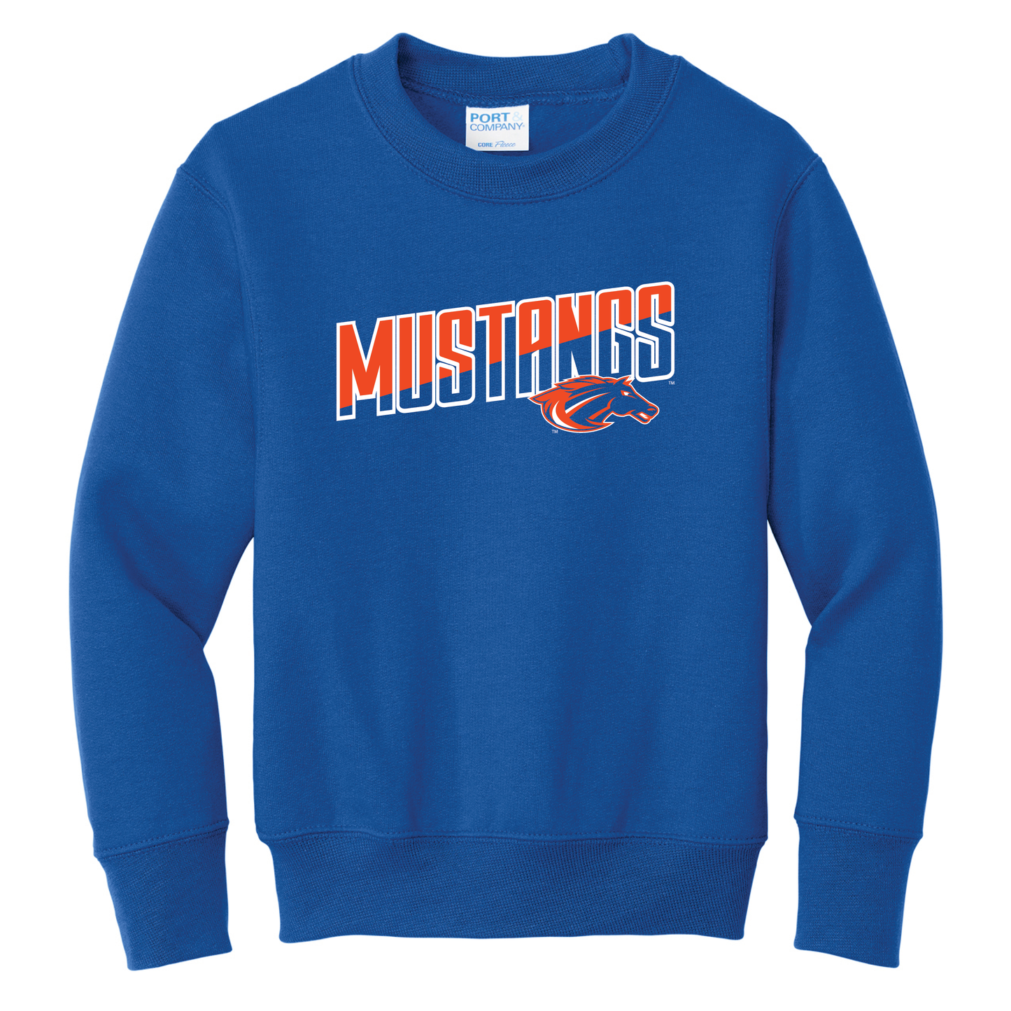 Mustangs Port & Co™ Youth Core Fleece Crewneck Sweatshirt (PC78Y)