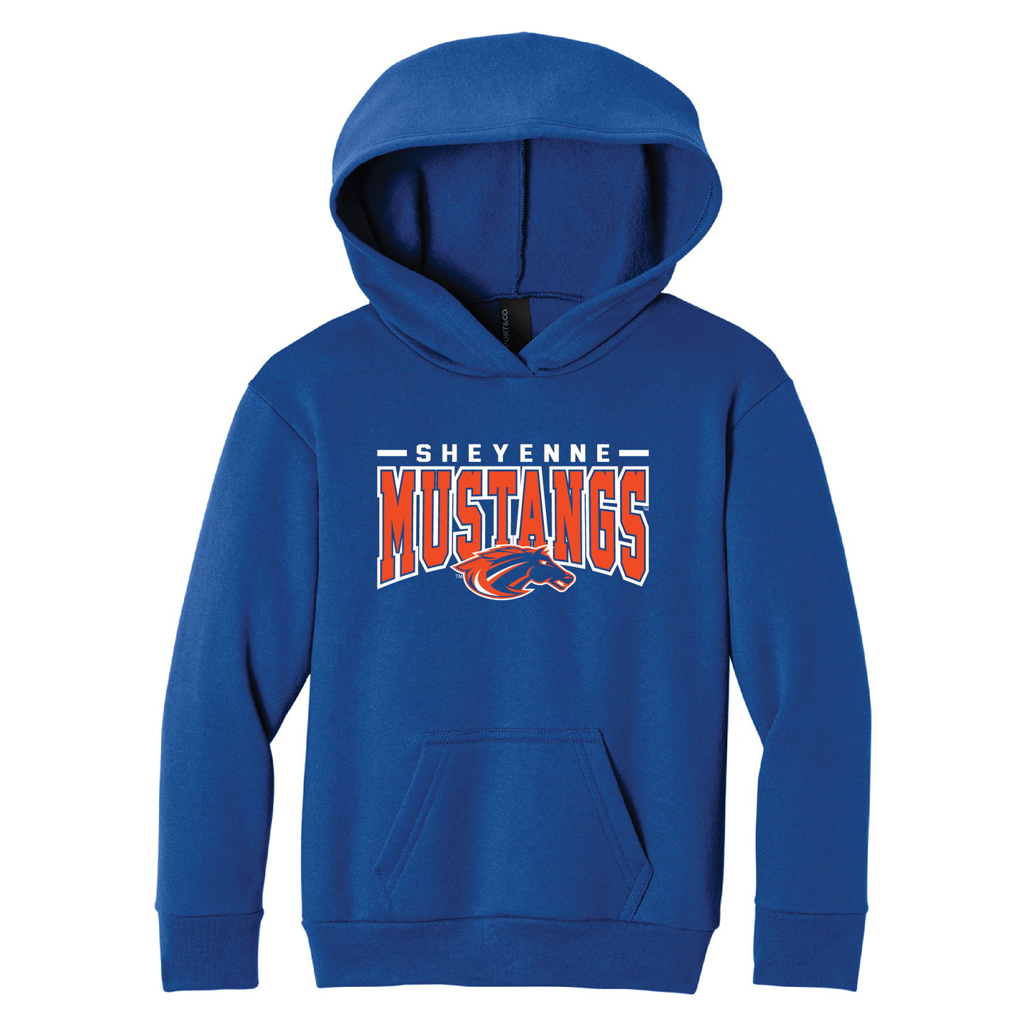 Mustangs Port & Co™ Youth Pullover Hooded Sweatshirt (PC68YH)