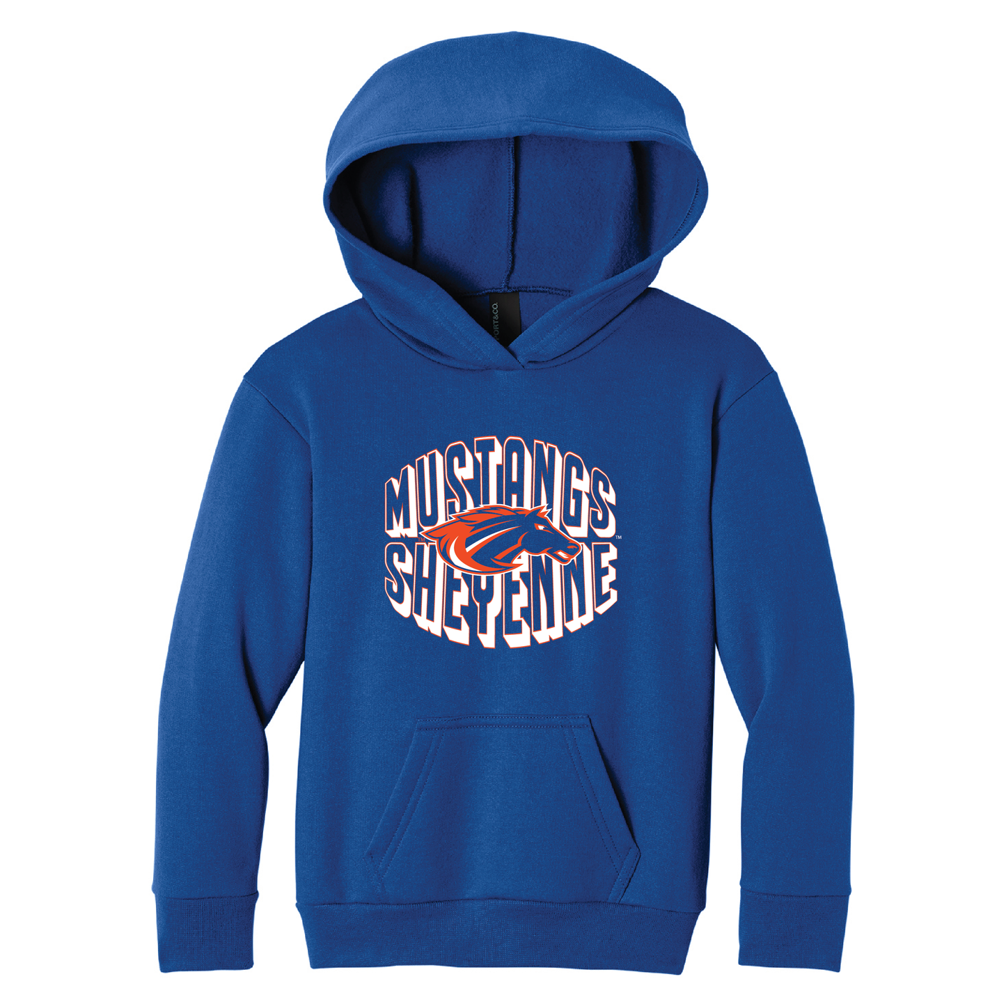Mustangs Port & Co™ Youth Pullover Hooded Sweatshirt (PC68YH)