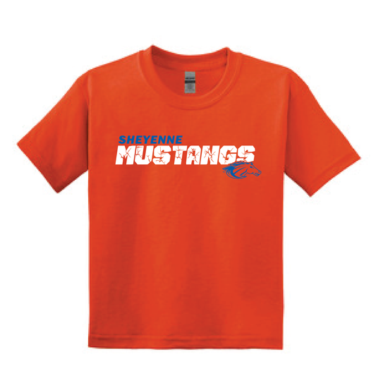 Mustang Orange Crackle Gildan SS Tee