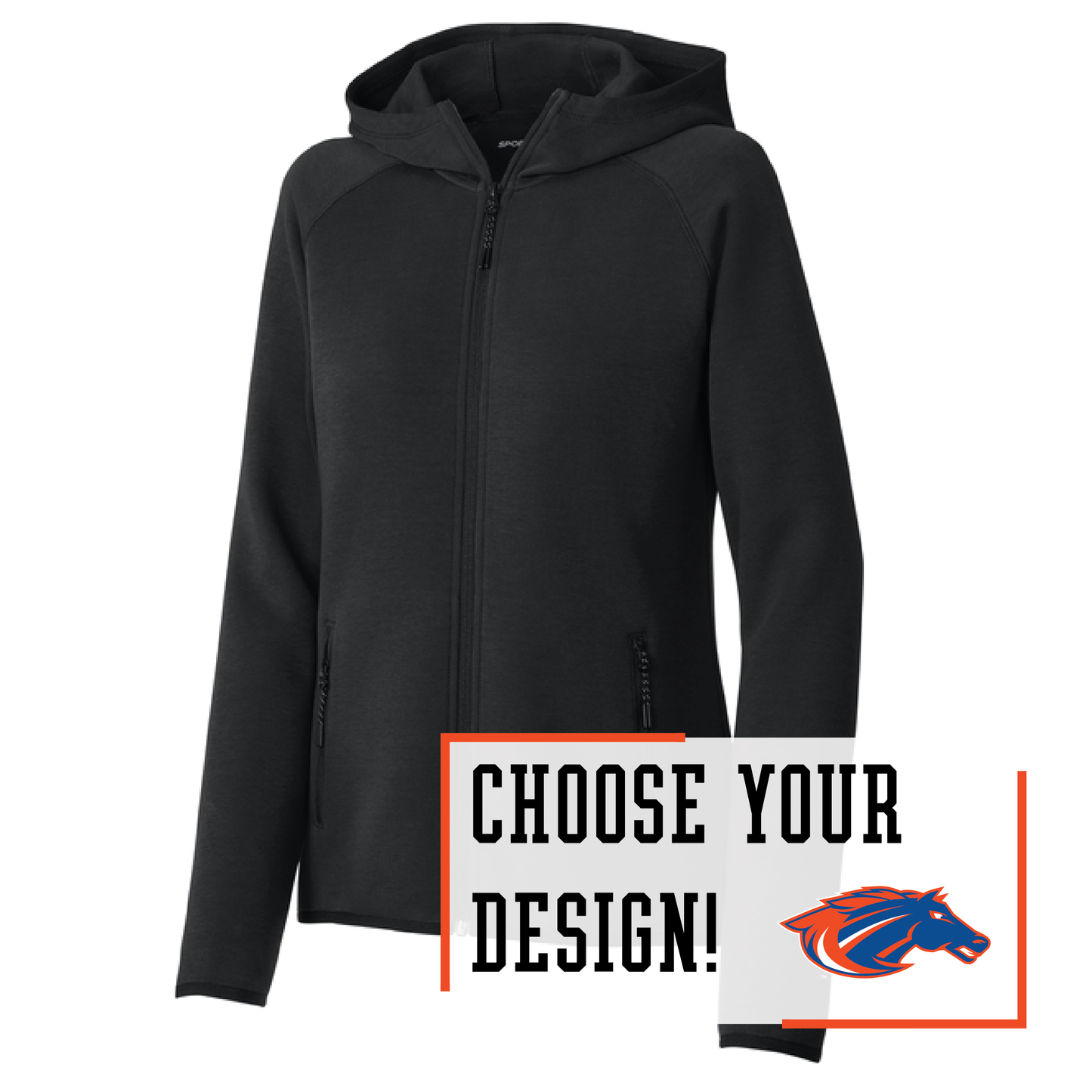 Mustangs Black Sport-Tek® Women’s Full-Zip Hoodie (LST840)