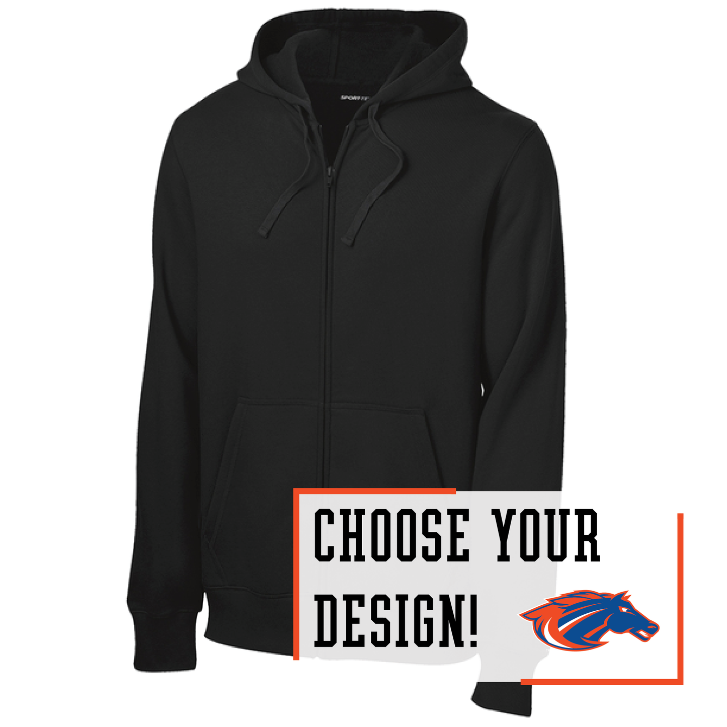 Mustangs Black Sport-Tek® Full-Zip Hooded Sweatshirt (ST258)