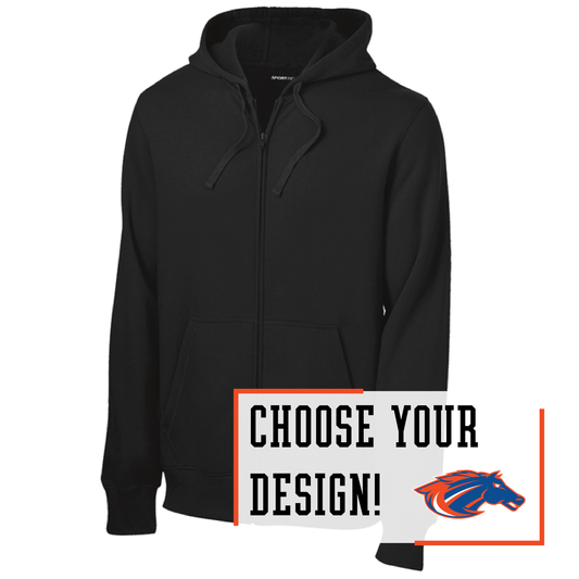 Mustangs Black Sport-Tek® Full-Zip Hooded Sweatshirt (ST258)