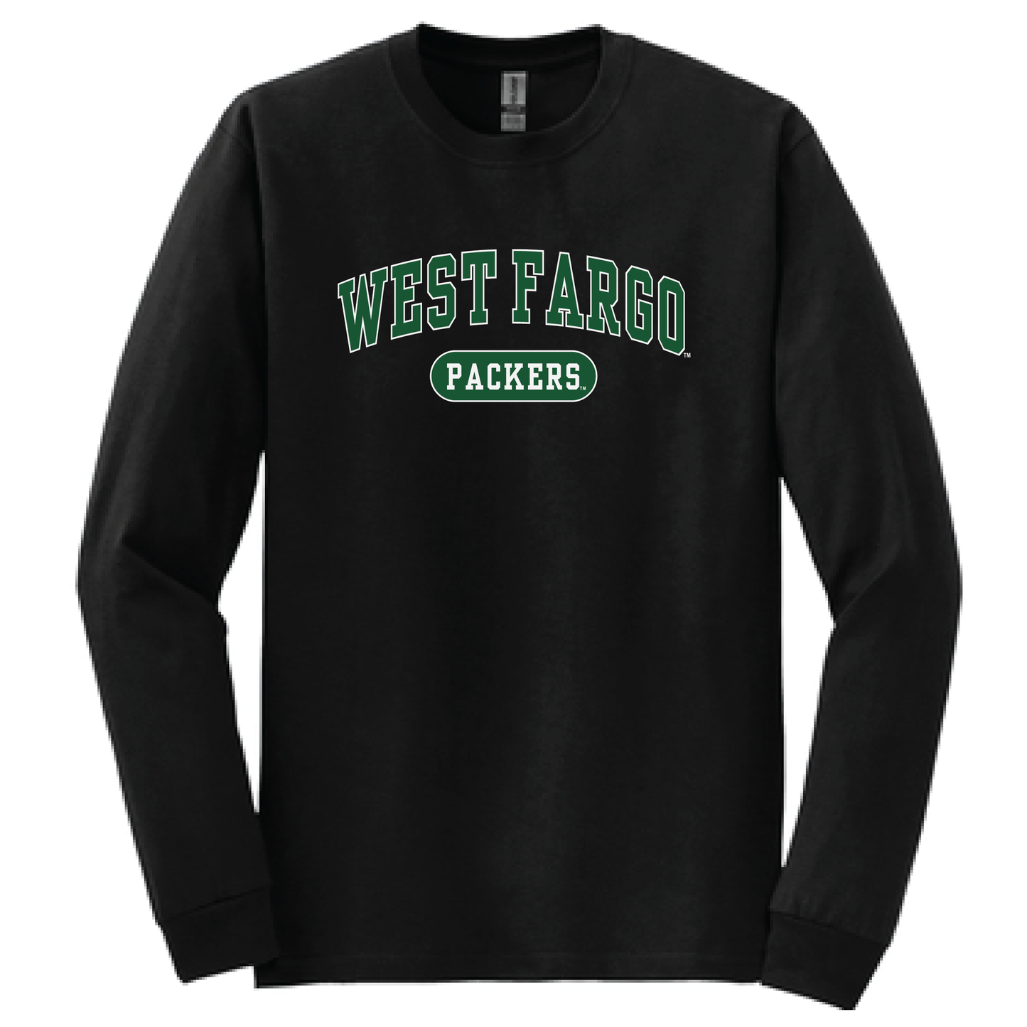 Packers Black Gildan L/S Dryblend