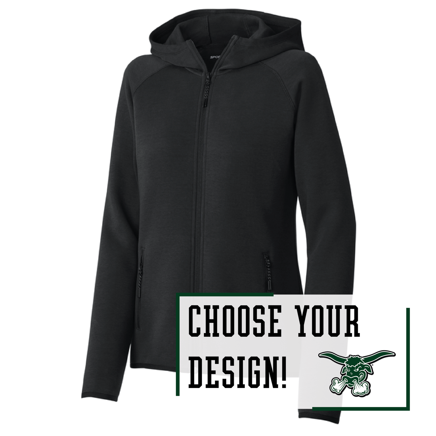 Packers Black Sport-Tek® Women’s Full-Zip Hoodie (LST840)