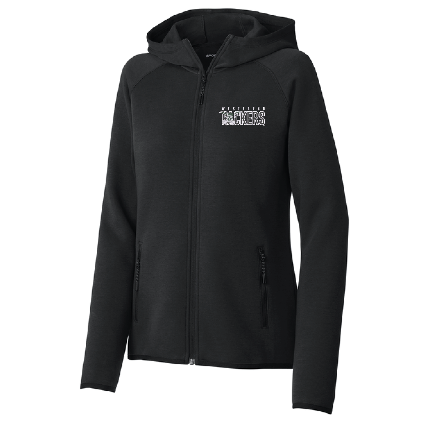 Packers Black Sport-Tek® Women’s Full-Zip Hoodie (LST840)
