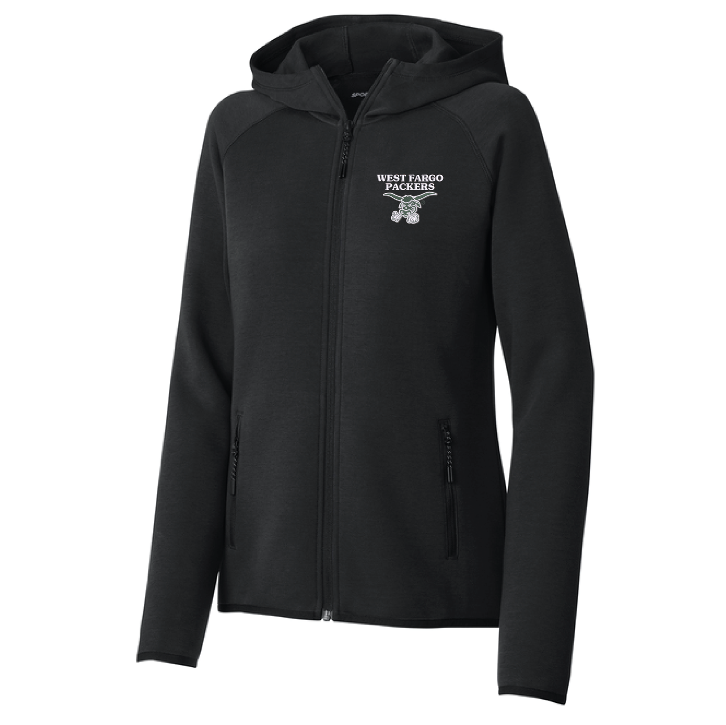 Packers Black Sport-Tek® Women’s Full-Zip Hoodie (LST840)