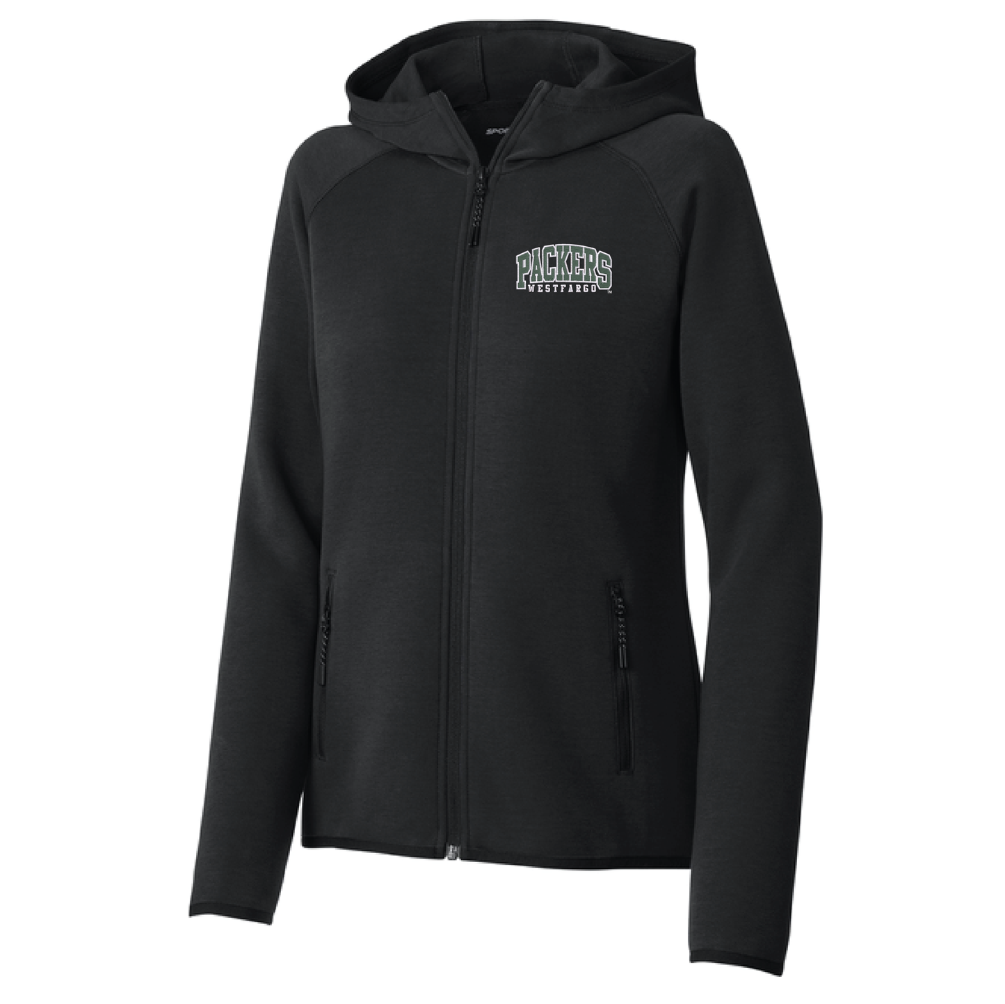 Packers Black Sport-Tek® Women’s Full-Zip Hoodie (LST840)