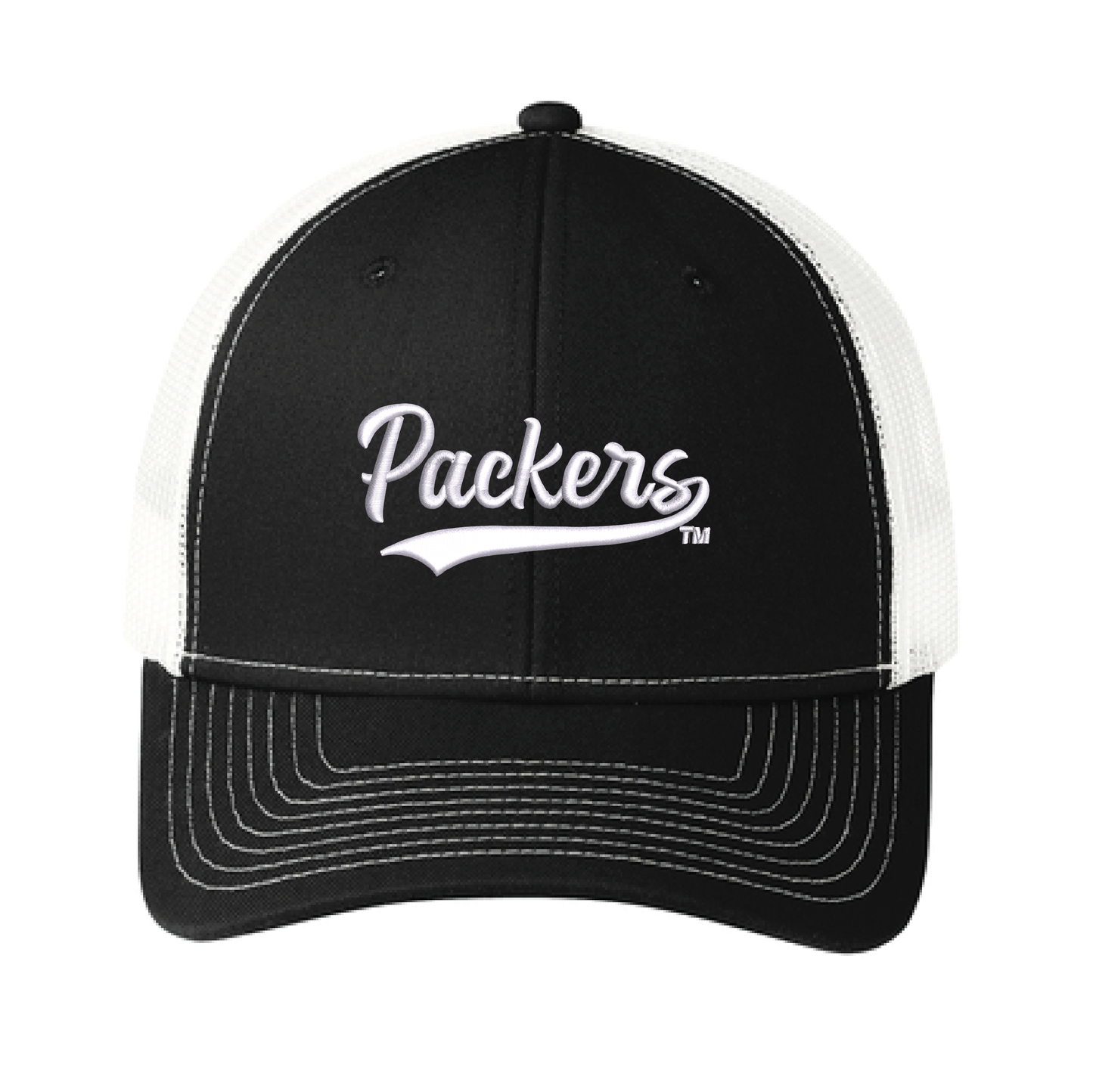 Packers Black/White Port Authority® Snapback Trucker Cap (C402)