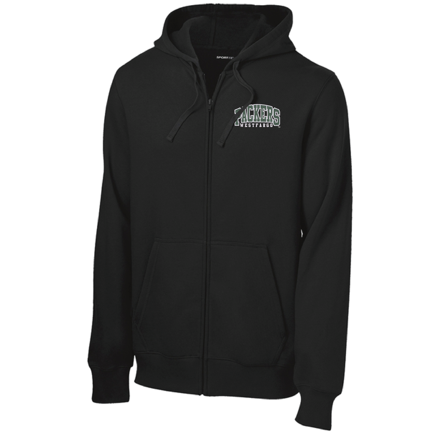 Packers Black Sport-Tek® Full-Zip Hooded Sweatshirt (ST258)