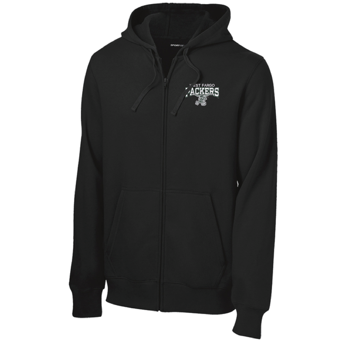 Packers Black Sport-Tek® Full-Zip Hooded Sweatshirt (ST258)
