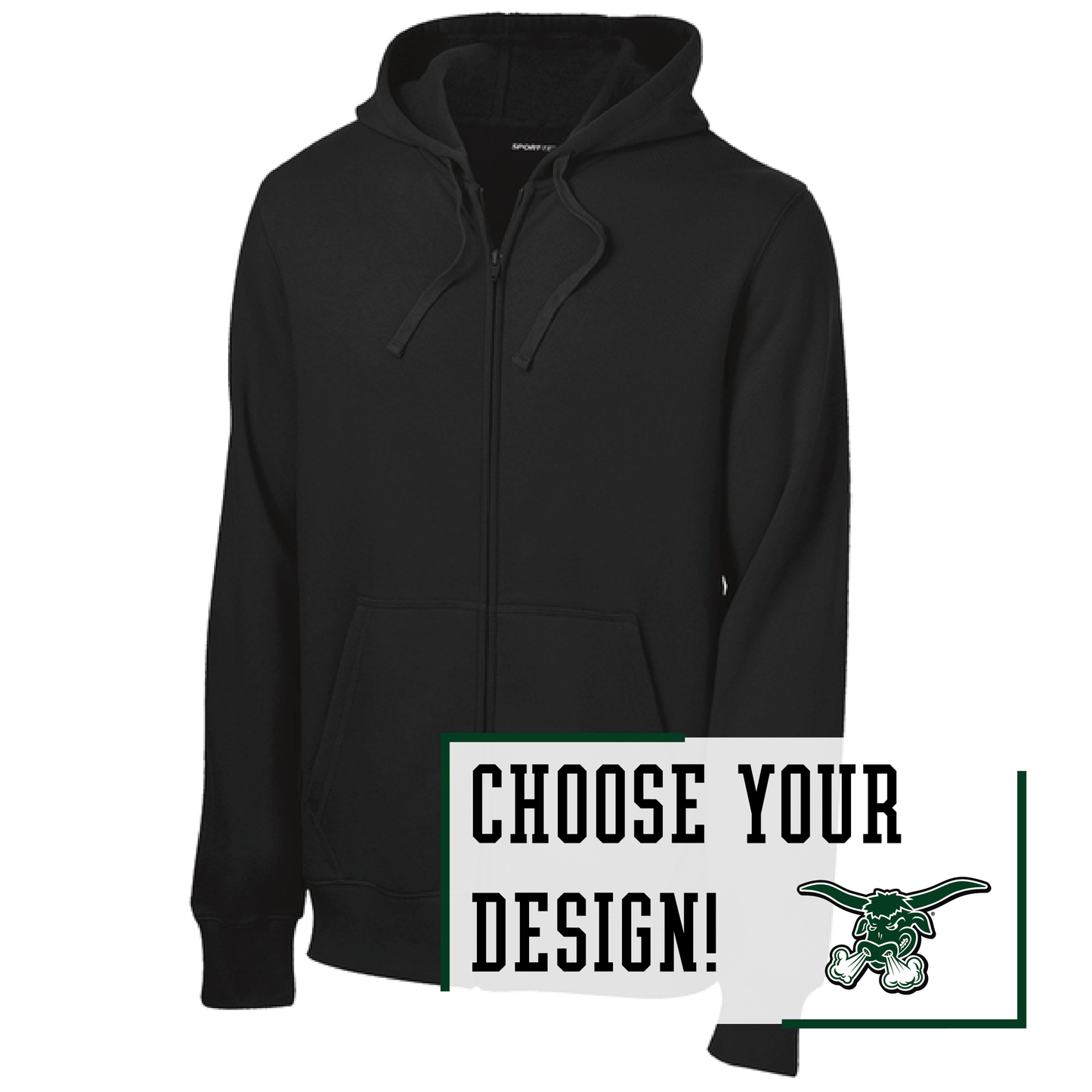 Packers Black Sport-Tek® Full-Zip Hooded Sweatshirt (ST258)