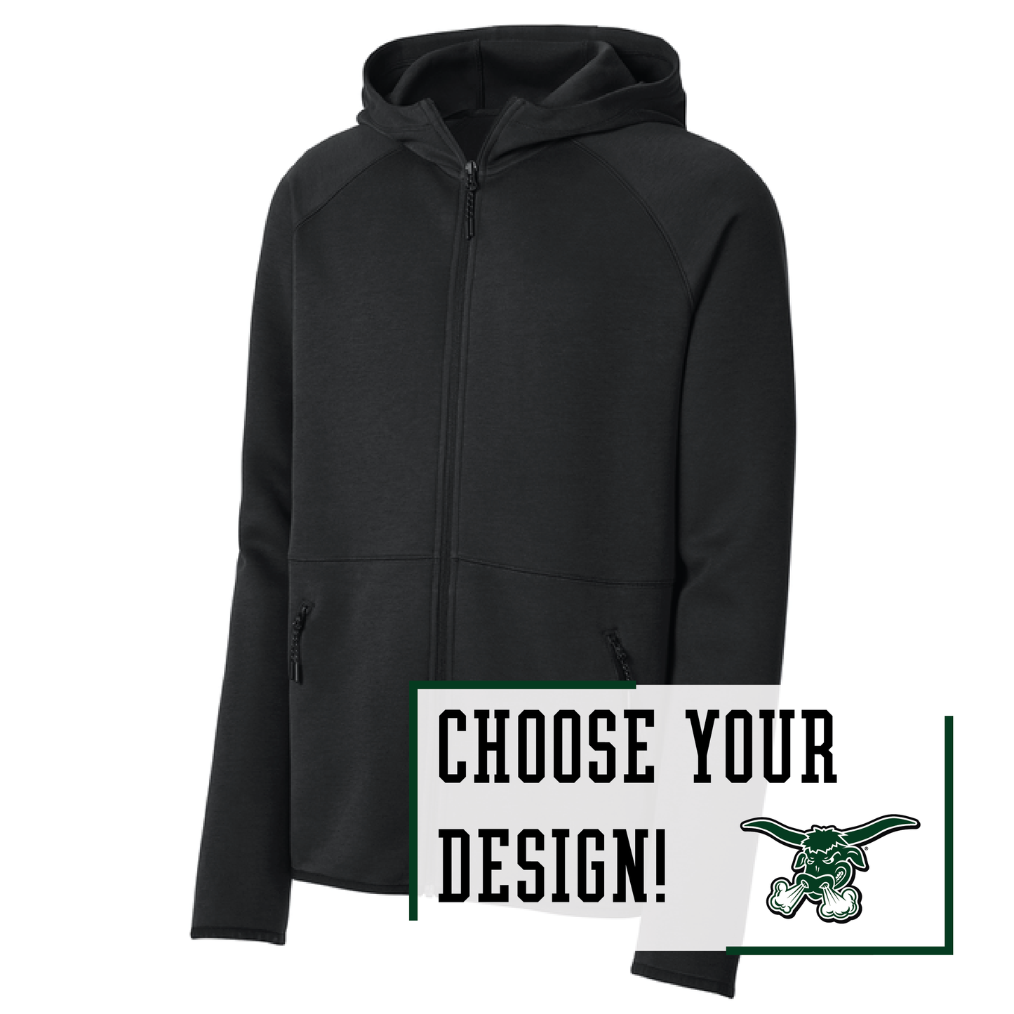 Packers Black Sport-Tek® Phenom Full-Zip Hoodie (ST840)