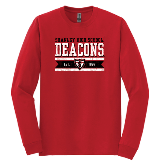 Deacons Red LS Gildan Tee