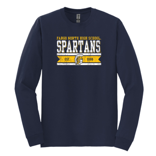 Spartan Navy LS Gildan Tee