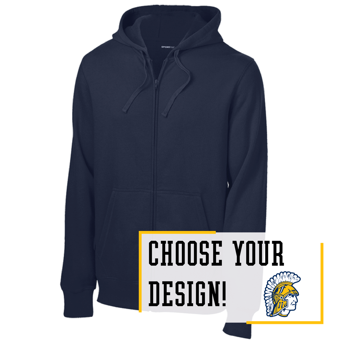 Spartans Navy Sport-Tek® Full-Zip Hooded Sweatshirt (ST258)