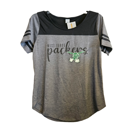Packers Swift Ladies Black Triad Solid/Dark Grey Hthr Sport-Tek T-shirt 1023