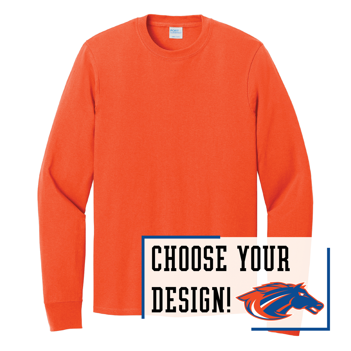 Mustangs Port & Co™ Long Sleeve Core Cotton Tee (PC54LS)