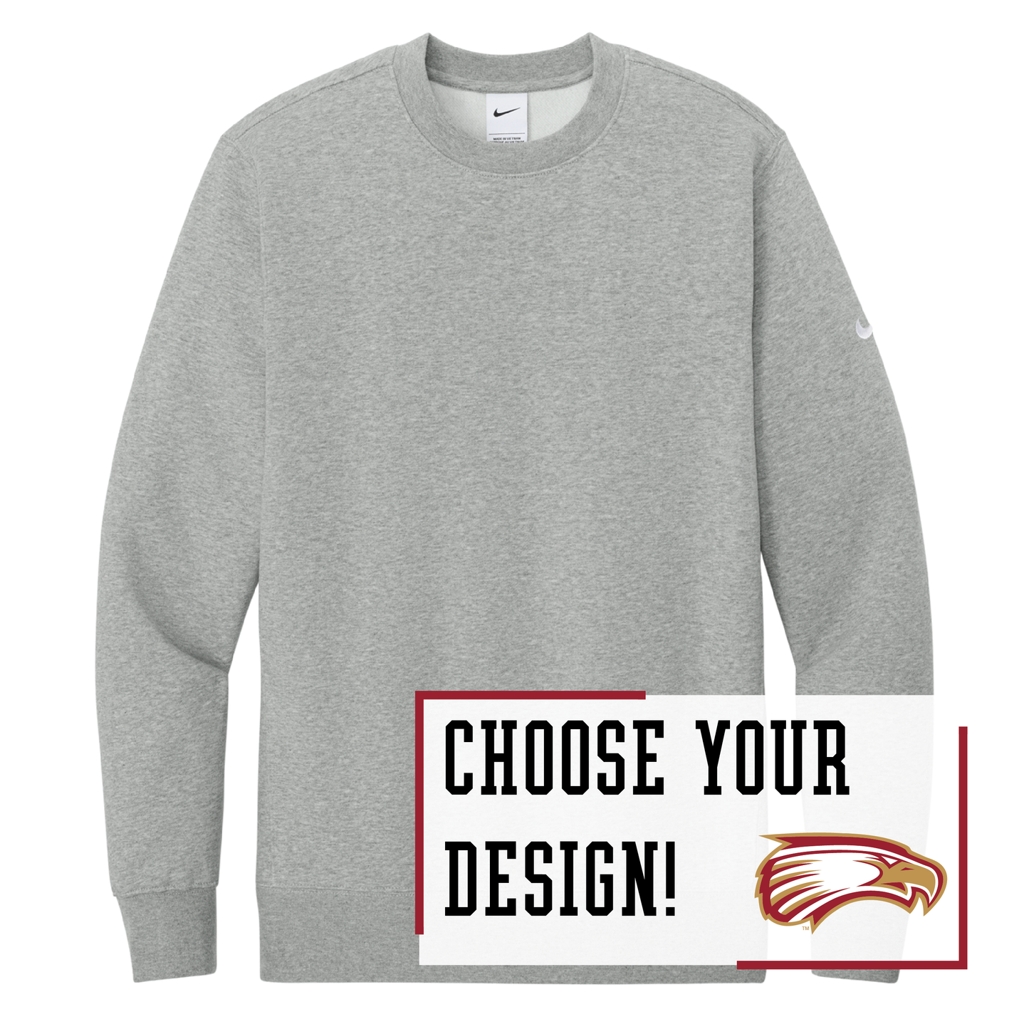 Eagles Nike Club Fleece Sleeve Swoosh Crew (NKFD9863)