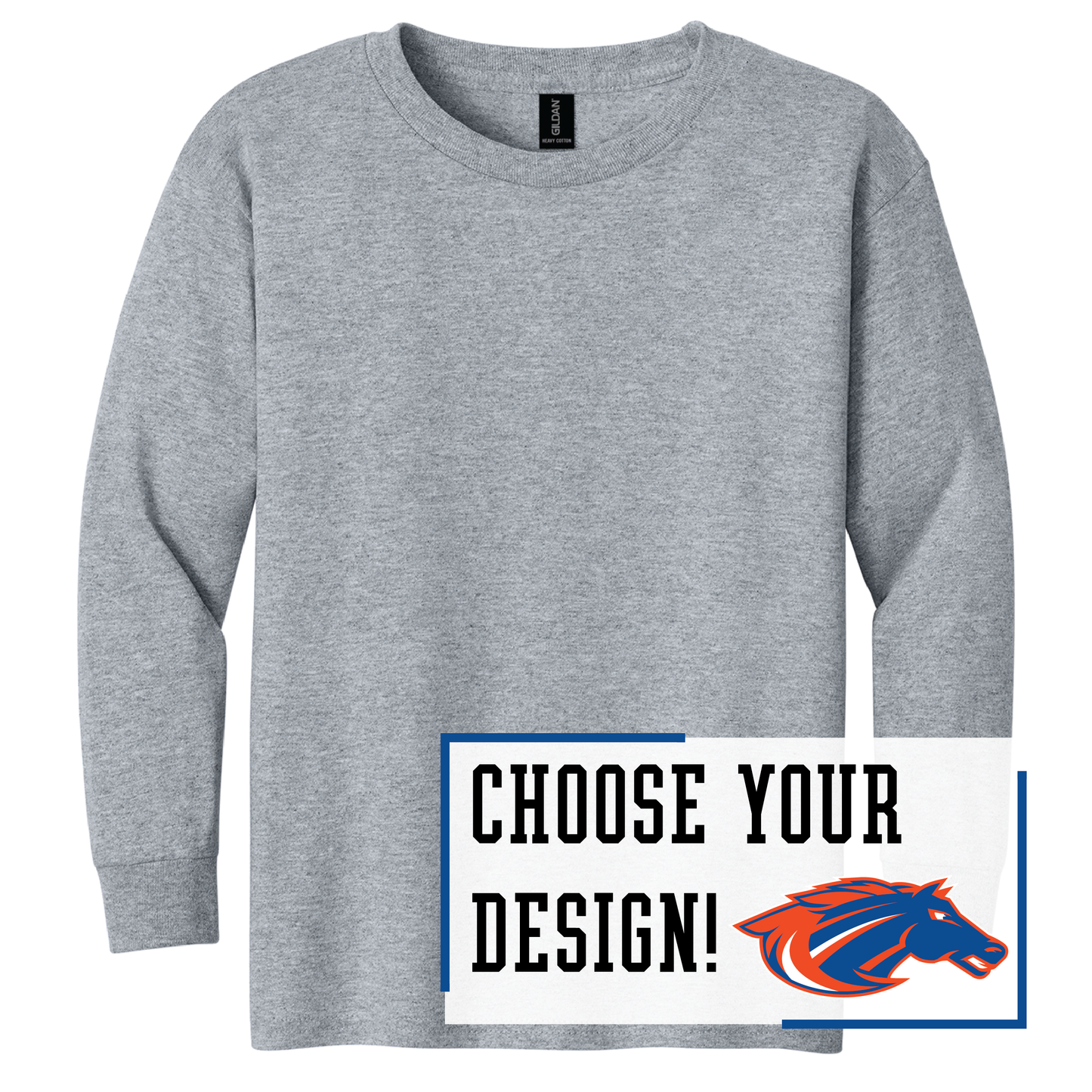 Mustangs Gildan® Youth 100% Cotton Long Sleeve T-Shirt (5400b)
