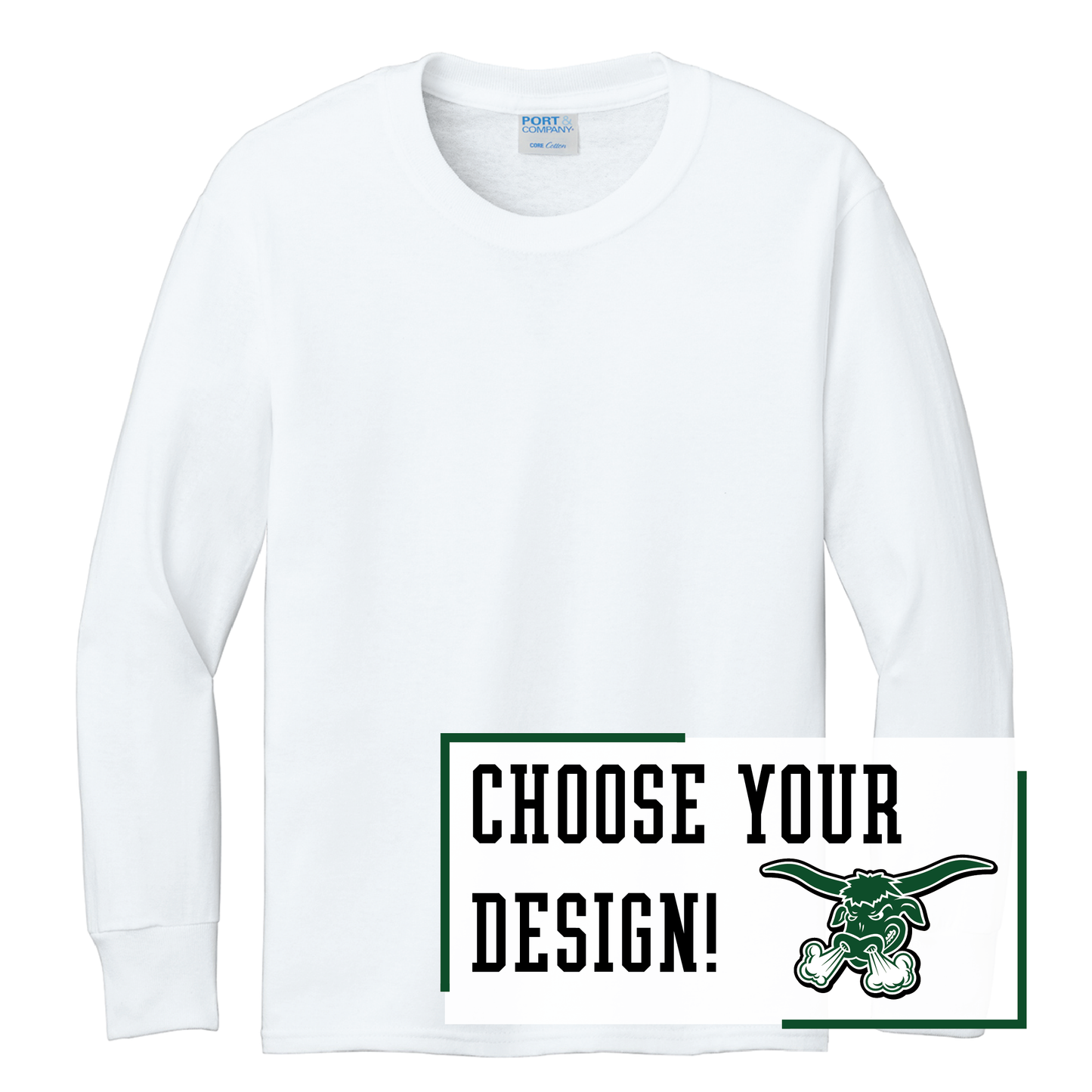 Packers Port & Co™ Youth Long Sleeve Core Cotton Tee (PC54YLS)
