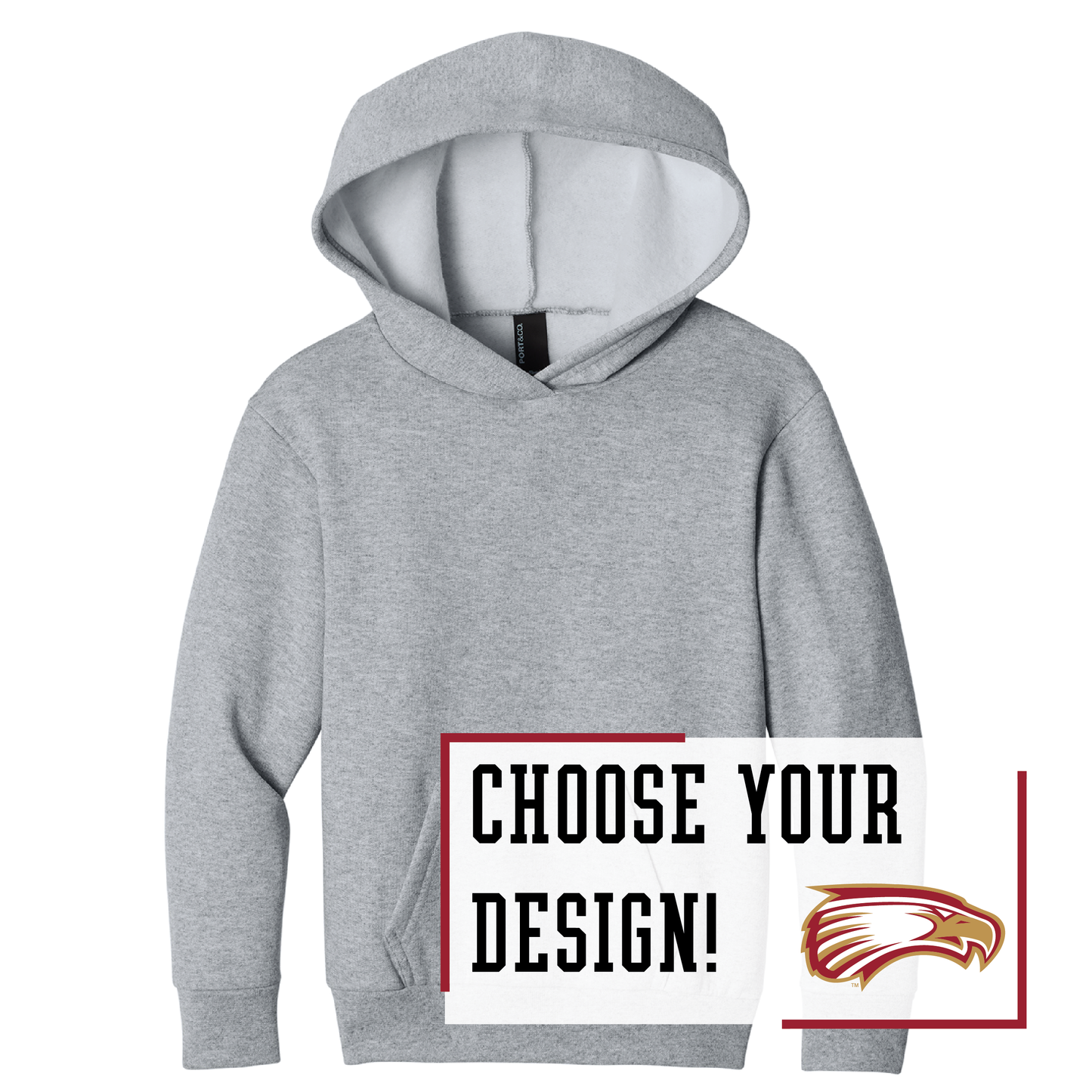 Eagles Port & Co™ Youth Pullover Hooded Sweatshirt (PC68YH)