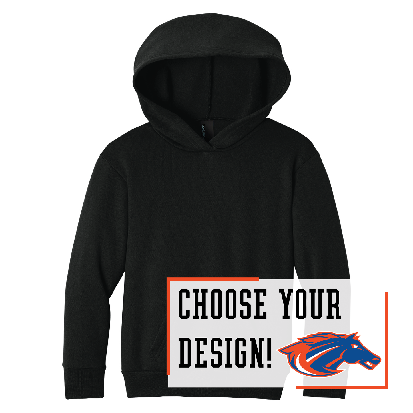 Mustangs Port & Co™ Youth Pullover Hooded Sweatshirt (PC68YH)