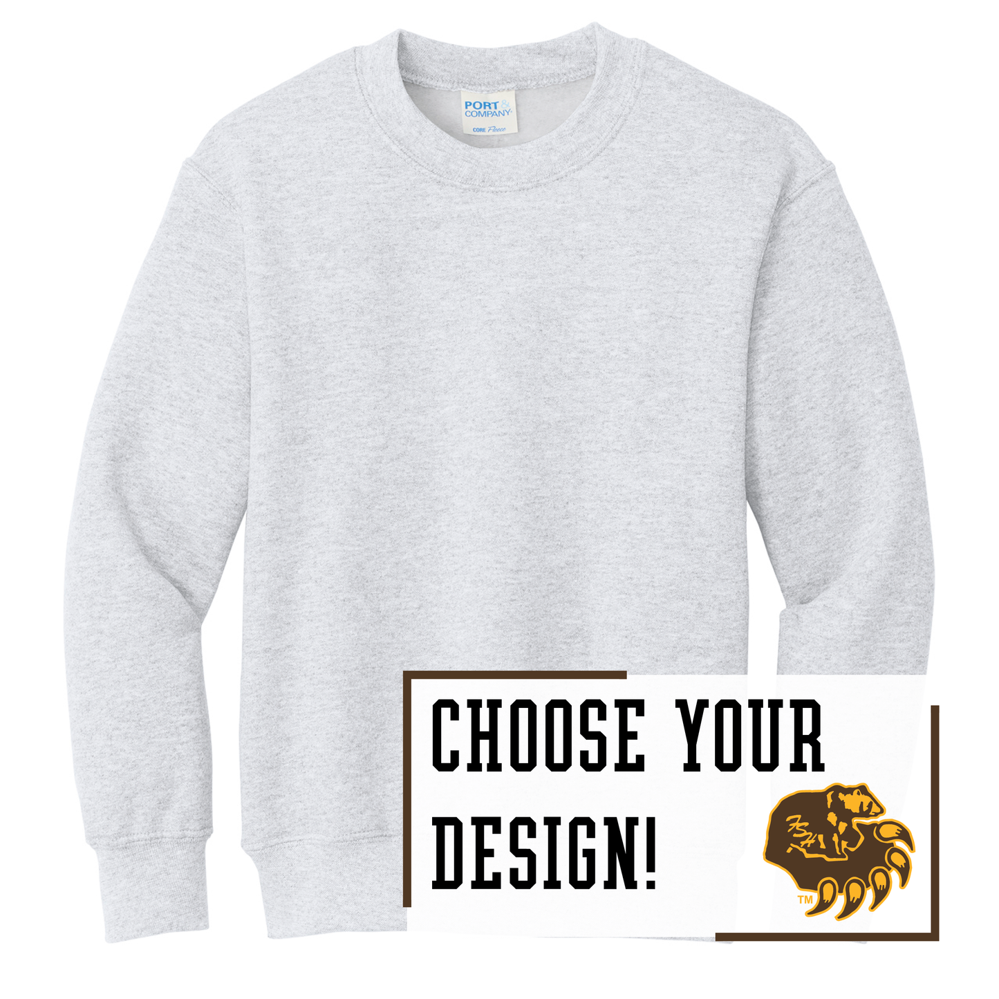Bruins Port & Co™ Youth Core Fleece Crewneck Sweatshirt (PC78Y)