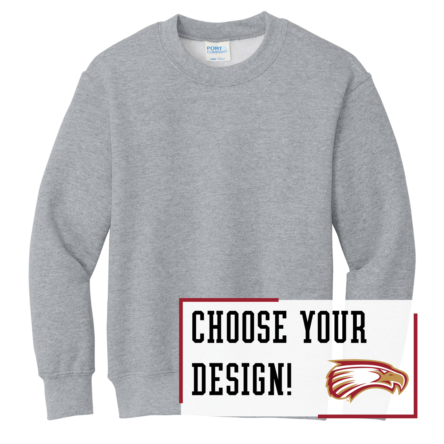 Eagles Port & Co™ Youth Core Fleece Crewneck Sweatshirt (PC78Y)