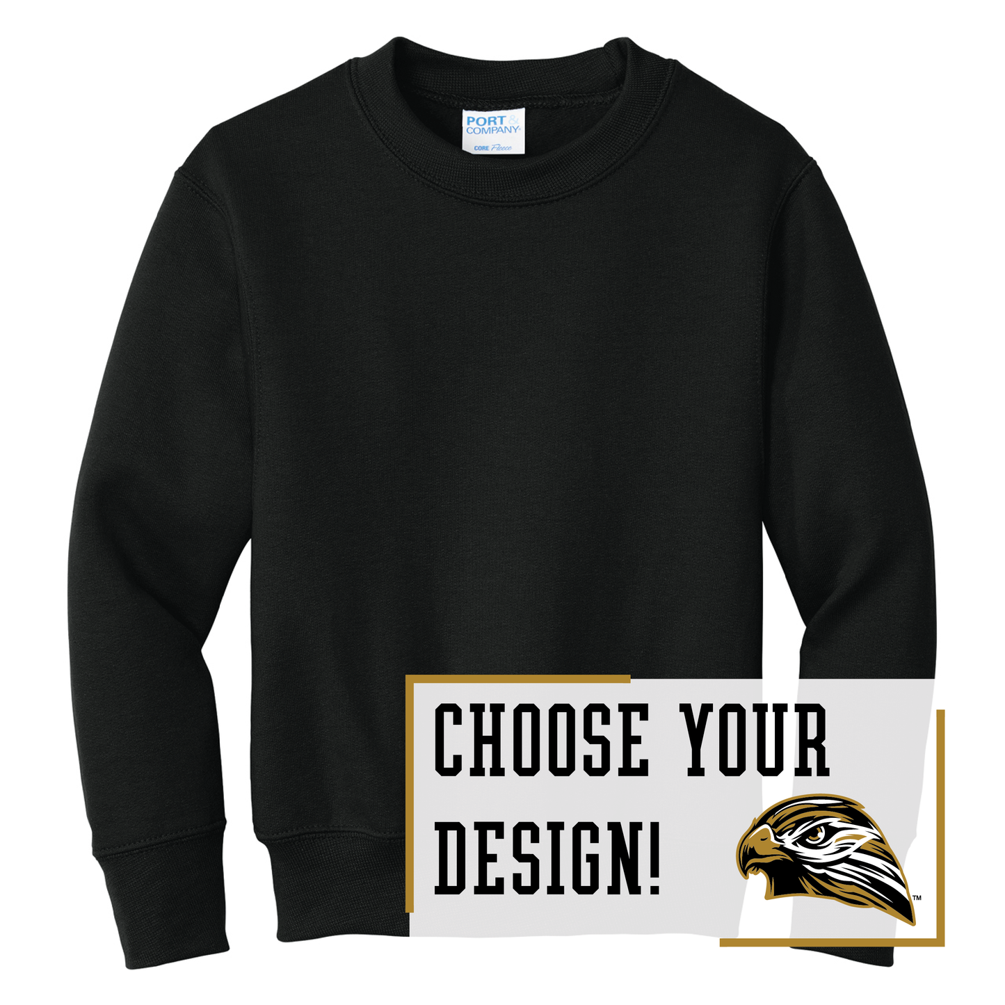 Hawks Port & Co™ Youth Core Fleece Crewneck Sweatshirt (PC78Y)