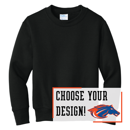 Mustangs Port & Co™ Youth Core Fleece Crewneck Sweatshirt (PC78Y)