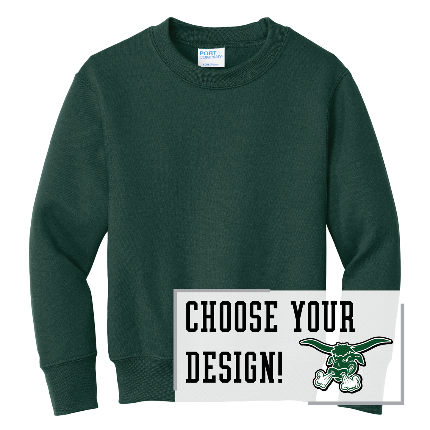 Packers Port & Co™ Youth Core Fleece Crewneck Sweatshirt (PC78Y)