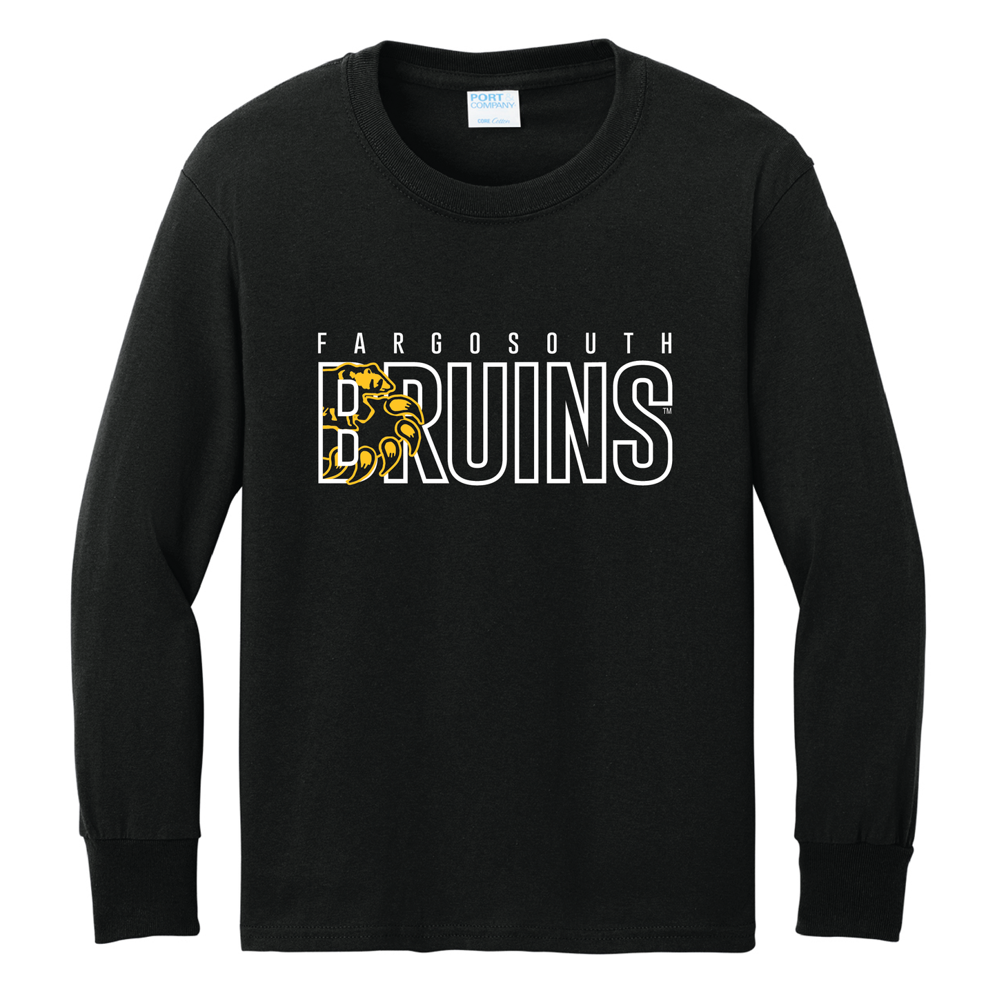 Bruins Port & Co™ Youth Long Sleeve Core Cotton Tee (PC54YLS)