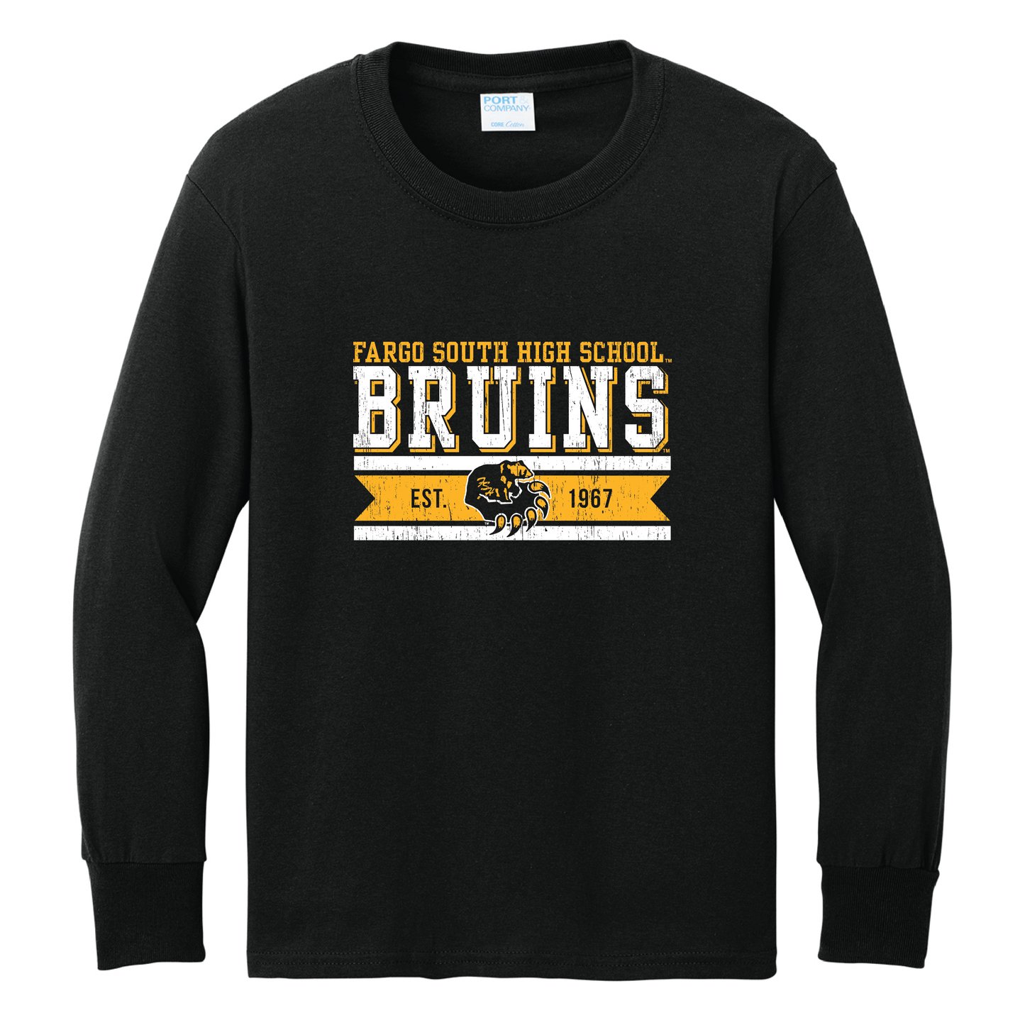 Bruins Port & Co™ Youth Long Sleeve Core Cotton Tee (PC54YLS)