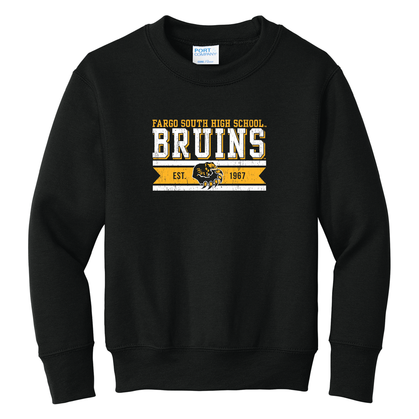 Bruins Port & Co™ Youth Core Fleece Crewneck Sweatshirt (PC78Y)