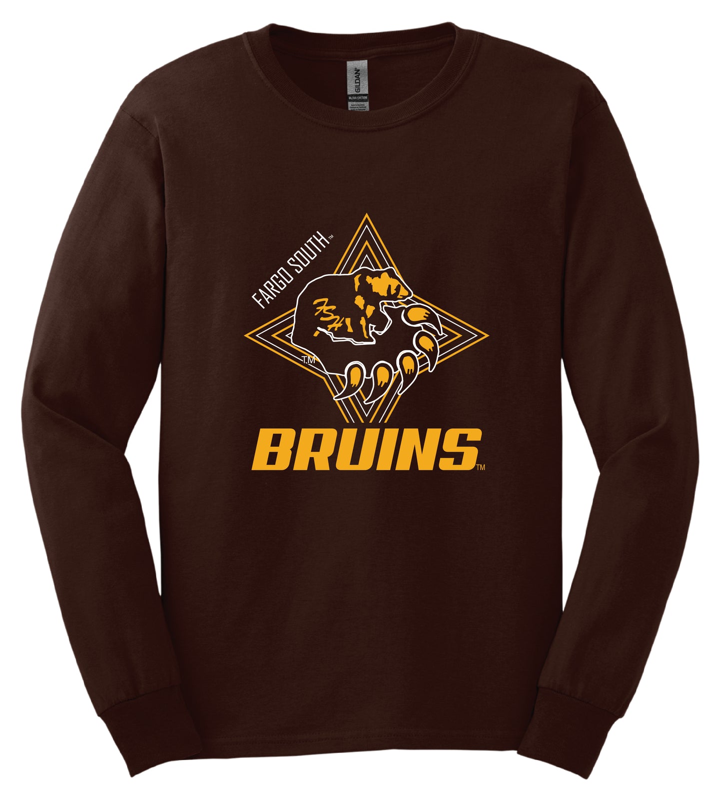 Bruins Brwn LS Gildan T-Shirt